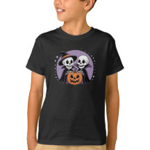 Niedliche Skelettfreunde Kinder Halloween T - Shir