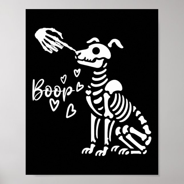 Niedliche Skeletthand Boop Hund Funny Halloween Poster (Vorne)