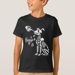 Niedliche Skeletthand Boop Hund Funny Halloween T-Shirt