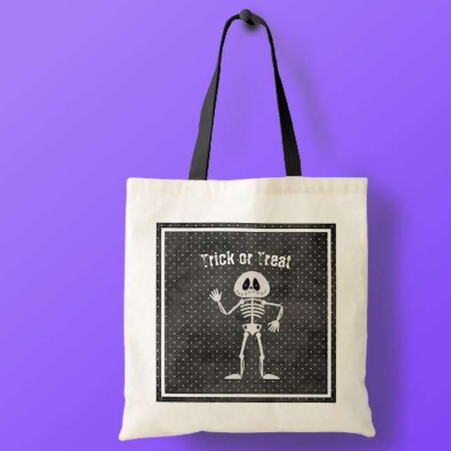 Niedliche Skelettkeule Halloween Trick oder Tote T Tragetasche (Von Creator hochgeladen)