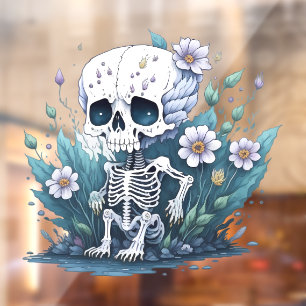 Niedliche Skelettklammer Fensteraufkleber