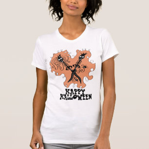 Niedliche Skelettpaare Blade Doodle Happy Hallowee T-Shirt