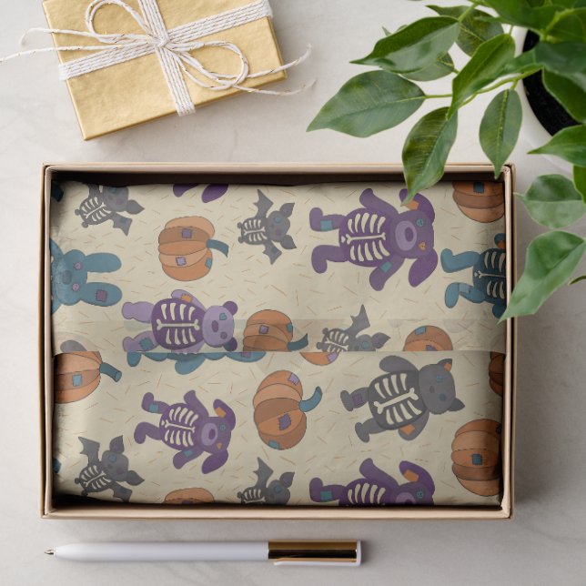 Niedliche Skeletttiere und Pumpkins Halloween Seidenpapier (Geschenk)