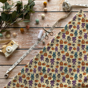 Niedliche Skeletttiere und Pumpkins Halloween Stoff