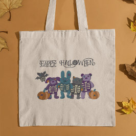 Niedliche Skeletttiere und Pumpkins Halloween Tragetasche