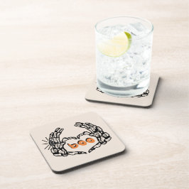 Niedliche Skelton Hands Verheiratetes Halloween Getränkeuntersetzer