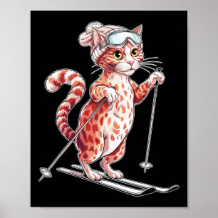 Niedliche Skikatze mit Goggles Männer Frauen Poster