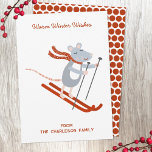 Niedliche SkiMaus Personalisiert Feiertagskarte<br><div class="desc">Ein amüsantes kleines Maus-Skifahren. Originelle Kunst von Nic Squirrell. Ändern Sie die Warm Winter Wünsche Gruß und den Namen zu personalisieren.</div>