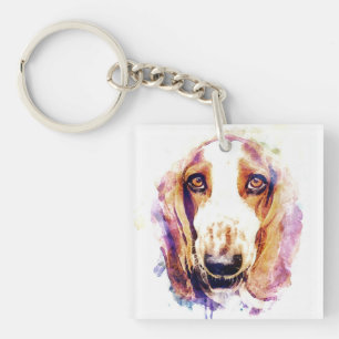 Niedliche Skizze für Hunde im Basset Schlüsselanhänger