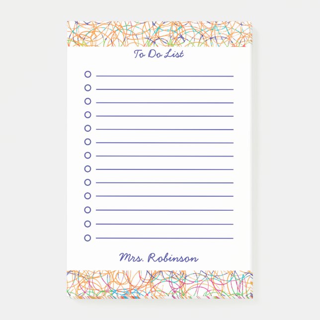 Niedliche Skripte Lehrer zu tun, White 4 x 6 Post-it Klebezettel (Vorderseite)