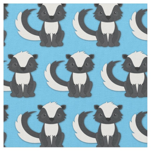 Niedliche Skunks Kids Blue Stoff (Nahaufnahme)