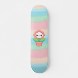 Niedliche, skurrile Blume im Topf Skateboard