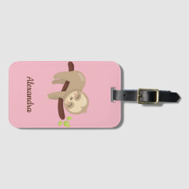 Niedliche Sloth Animal Illustration auf rosa Mit M Gepäckanhänger