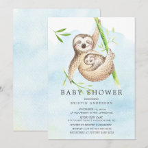 Niedliche Sloth Baby Dusche Einladung