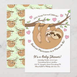Niedliche Sloth Baby Dusche Mama und Baby Einladung