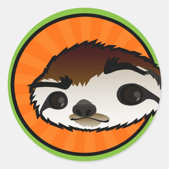NIEDLICHE SLOTH GRAPHIC ROUND STICKER (Vorderseite)