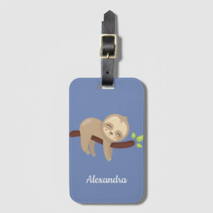 Niedliche Sloth Illustration Fun Animal Monogramm Gepäckanhänger