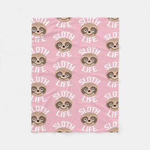 Niedliche Sloth-Leben-Rosa-Decke Fleecedecke