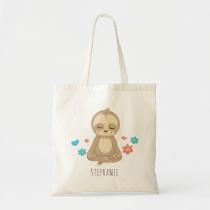 Niedliche Sloth Meditation Yoga Sitting Illustrati Tragetasche