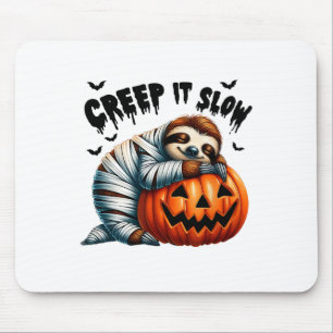 Niedliche Sloth Mummy Kürbislaterne Hall Mousepad