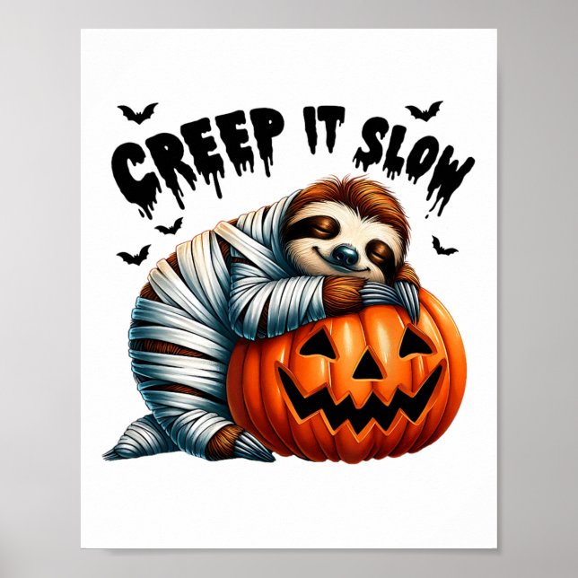 Niedliche Sloth Mummy Kürbislaterne Hall Poster (Vorne)