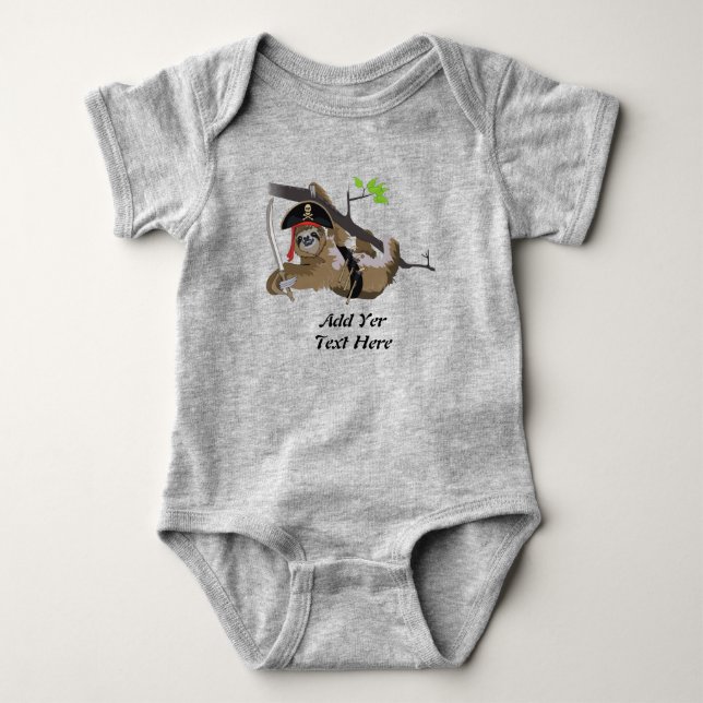 NIEDLICHE SLOTH personalisieren. Baby Strampler (Vorderseite)
