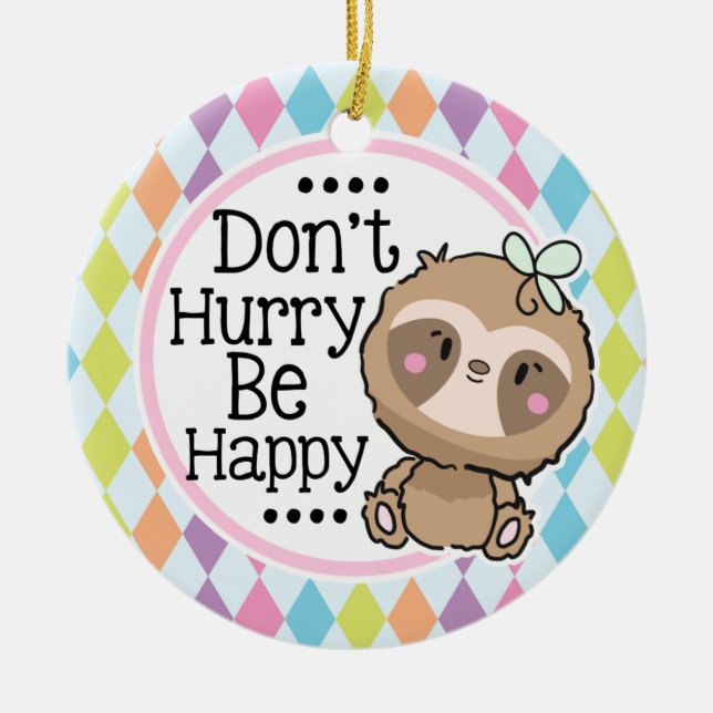 Niedliche Sloth Raute Frohe Weihnachten Keramik Ornament (Vorne)
