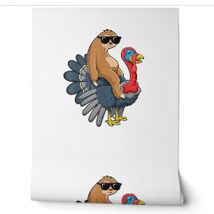 Niedliche Sloth Riding Türkei Erntedank Spaß Tapete