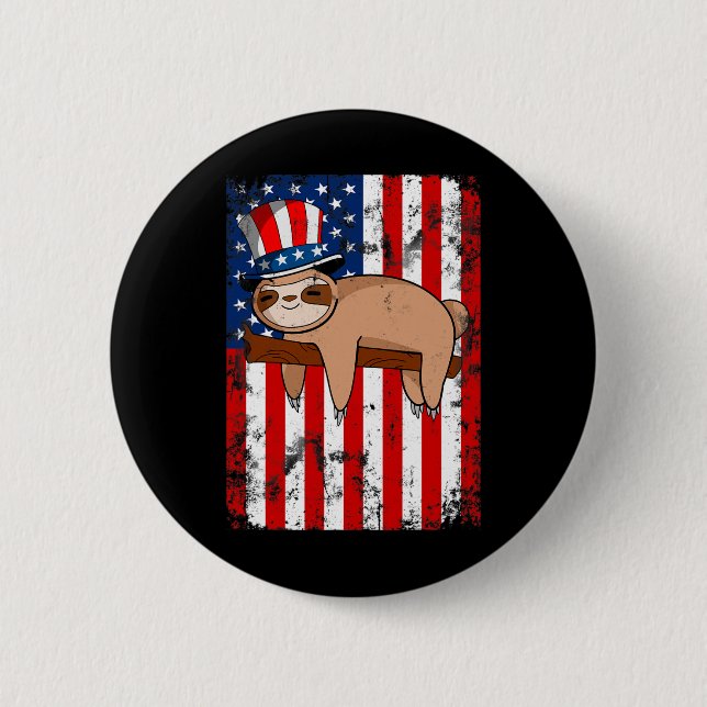 Niedliche Sloth-Unabhängigkeit der USA Button (Vorderseite)
