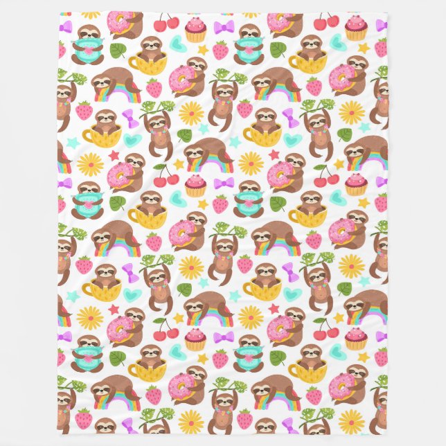 Niedliche Sloths Fleece Blanket (Vorderseite)