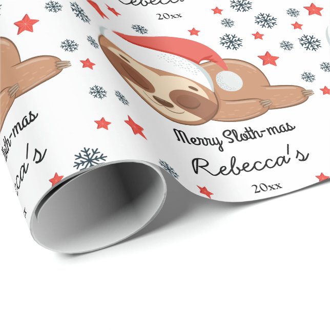 Niedliche Sloths Frohe Weihnachten, Individuelle N Geschenkpapier (Rolleneckpunkt)