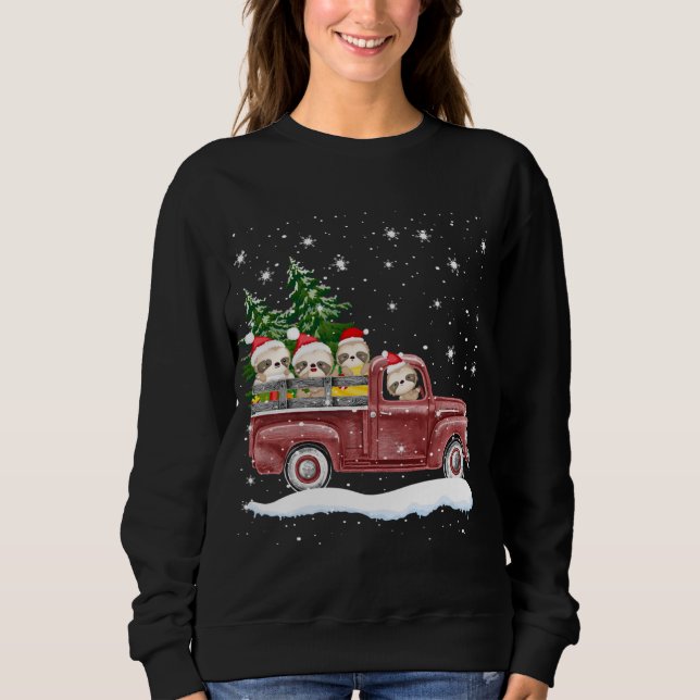Niedliche Slots mit rotem LKW Funny Christmas Gesc Sweatshirt (Vorderseite)