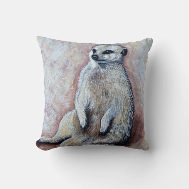 Niedliche Slouchy Meerkat Malerei Kissen (Vorderseite)