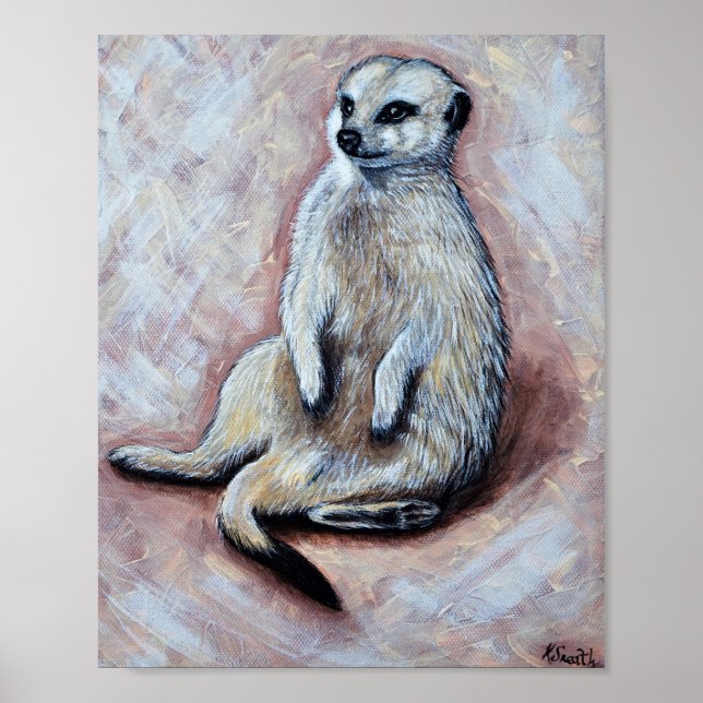 Niedliche Slouchy Meerkat Malerei Poster (Vorne)