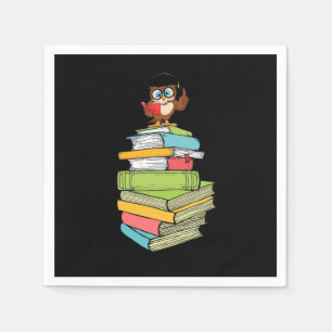 Niedliche Smart Literature Bookworm Owl Bibliophil Serviette