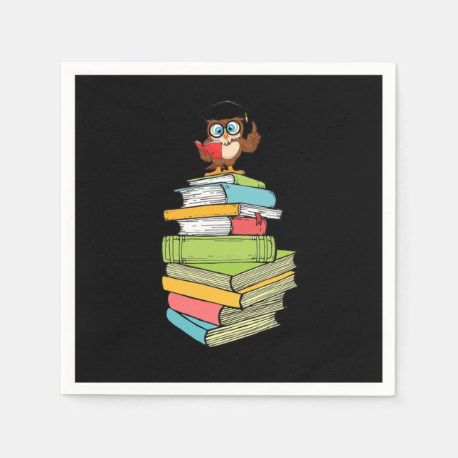 Niedliche Smart Literature Bookworm Owl Bibliophil Serviette (Vorderseite)
