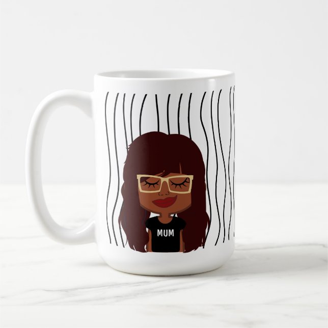 Niedliche Smirking Frau Stripte Tasse. Such dir au Kaffeetasse (Links)