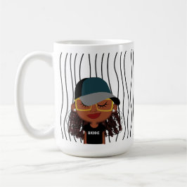 Niedliche Smirking Frau Stripte Tasse. Such dir au Kaffeetasse