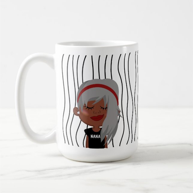 Niedliche Smirking Frau Stripte Tasse. Such dir au Kaffeetasse (Links)
