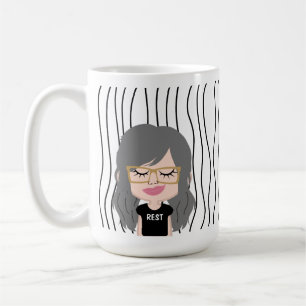 Niedliche Smirking Frau Stripte Tasse. Such dir au Kaffeetasse