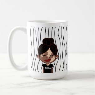 Niedliche Smirking Frau Stripte Tasse. Such dir au Kaffeetasse