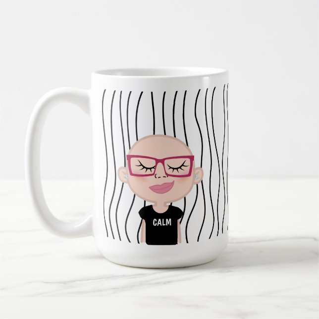 Niedliche Smirking Frau Stripte Tasse. Such dir au Kaffeetasse (Links)