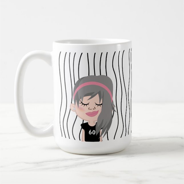 Niedliche Smirking Frau Stripte Tasse. Such dir au Kaffeetasse (Links)