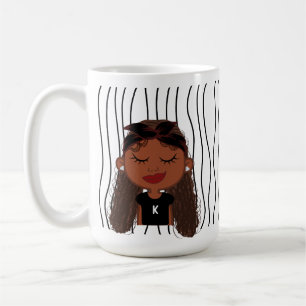 Niedliche Smirking Frau Stripte Tasse. Such dir au Kaffeetasse