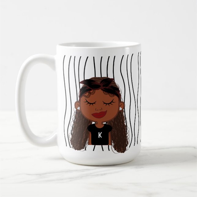 Niedliche Smirking Frau Stripte Tasse. Such dir au Kaffeetasse (Links)