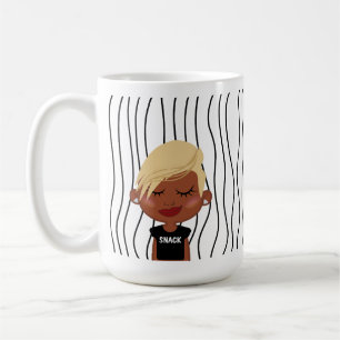 Niedliche Smirking Frau Stripte Tasse. Such dir au Kaffeetasse