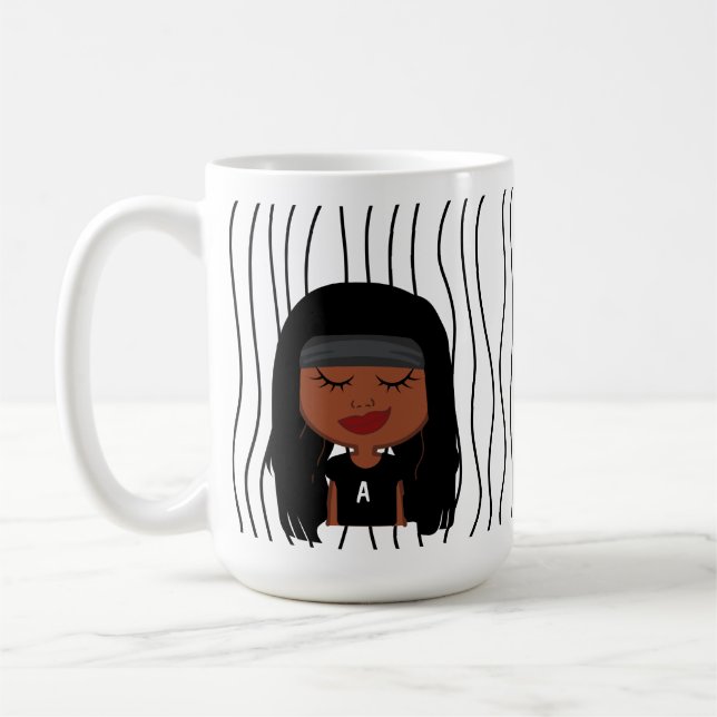 Niedliche Smirking Frau Stripte Tasse. Such dir au Kaffeetasse (Links)
