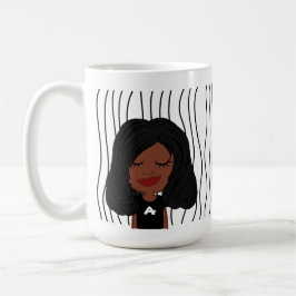 Niedliche Smirking Frau Stripte Tasse. Suchen Kaffeetasse