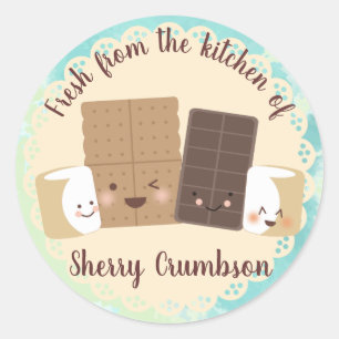 Niedliche smores Eibische von der Küche des Runder Aufkleber
