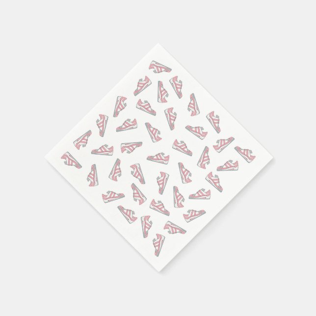 Niedliche Sneakers-Muster in Rosa und Grau Serviette (Ecke)